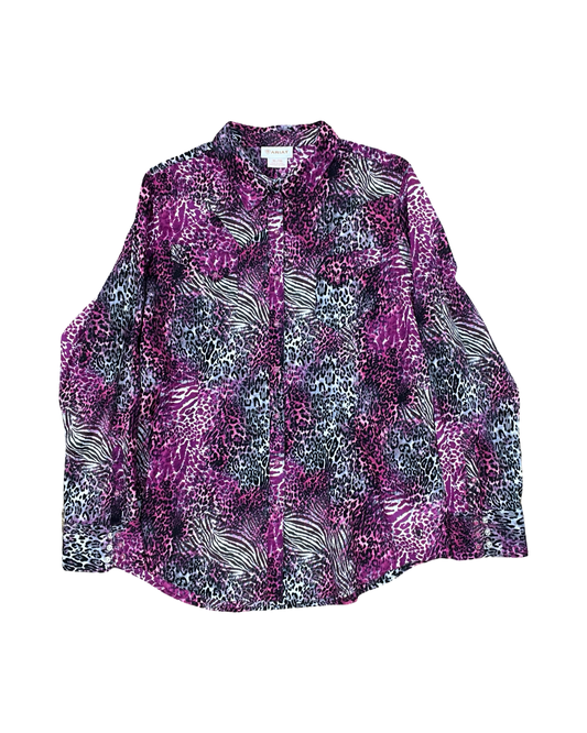 Blouse Ls By Ariat In Pink & White, Size:Xl