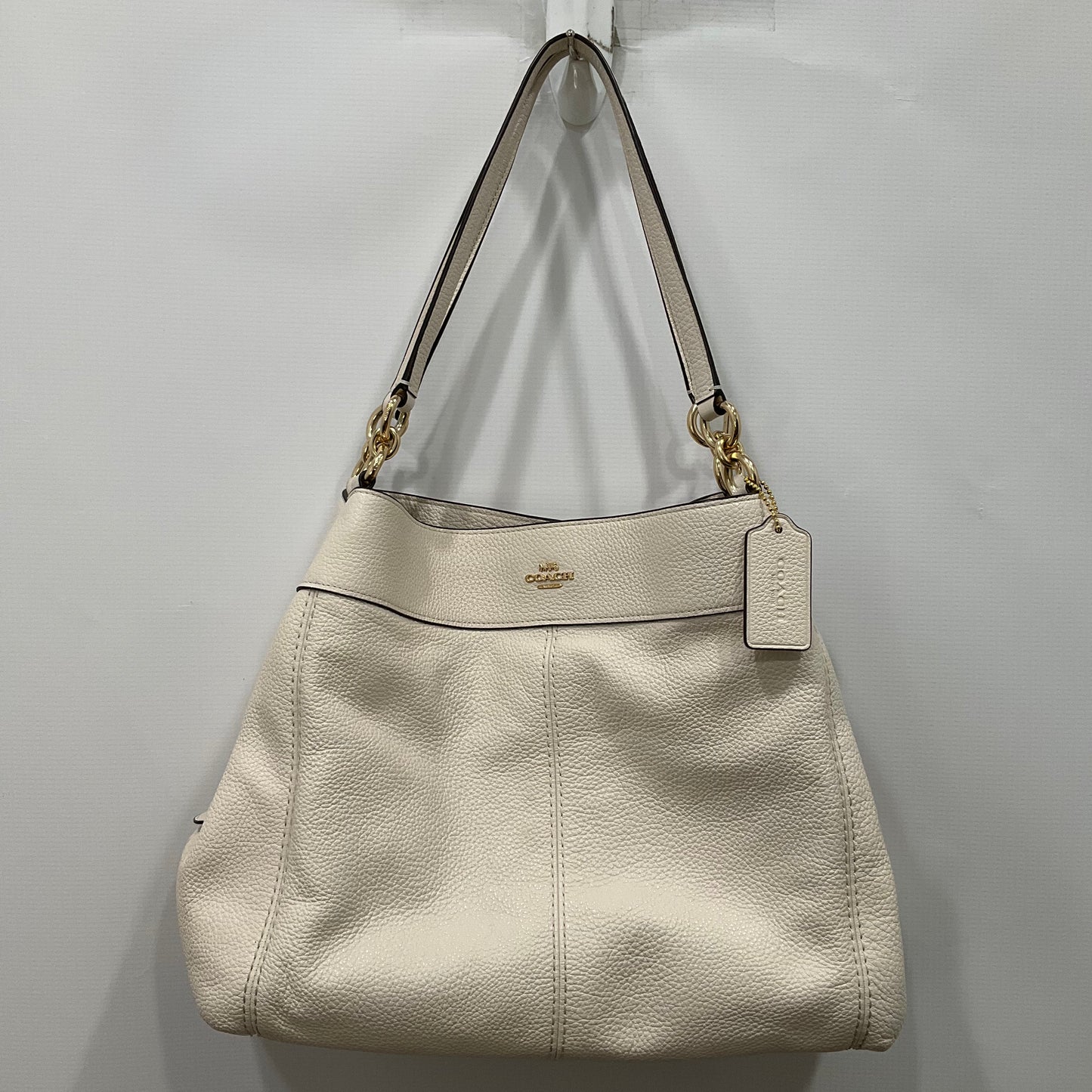 Handbag Designer By Coach In Cream, Size:Medium