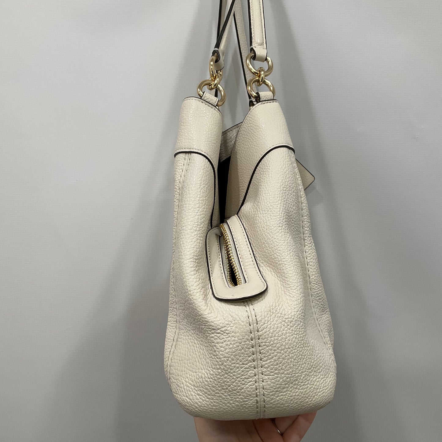 Handbag Designer By Coach In Cream, Size:Medium