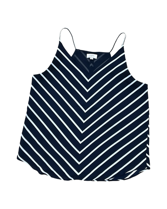 Top Sleeveless By Loft In Blue & White, Size:L
