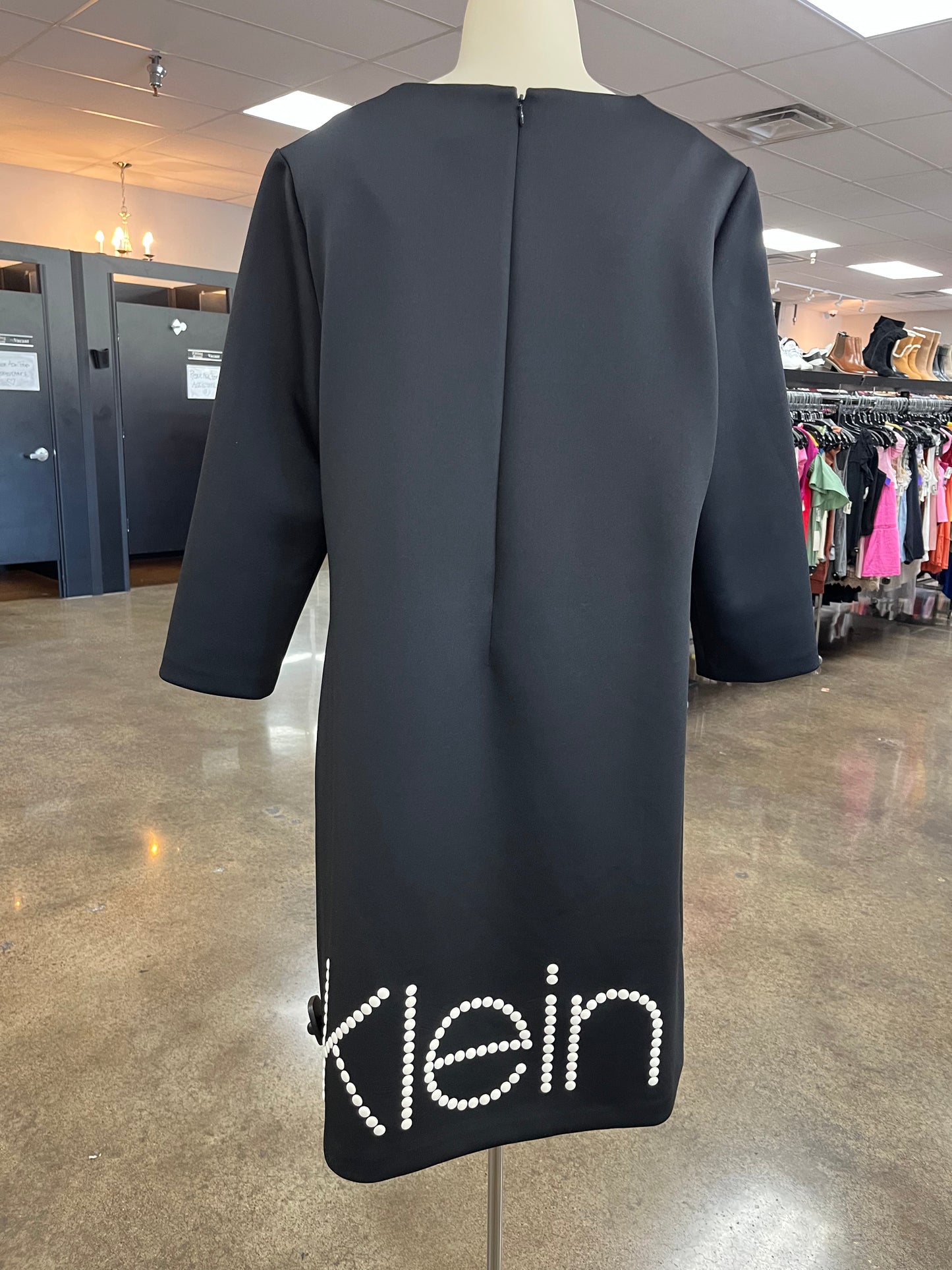 Dress Casual Midi By Calvin Klein In Black, Size:14