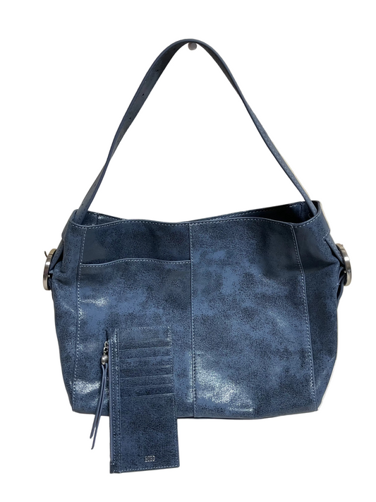 Handbag Designer By Hobo Intl In Blue & Silver, Size:Large