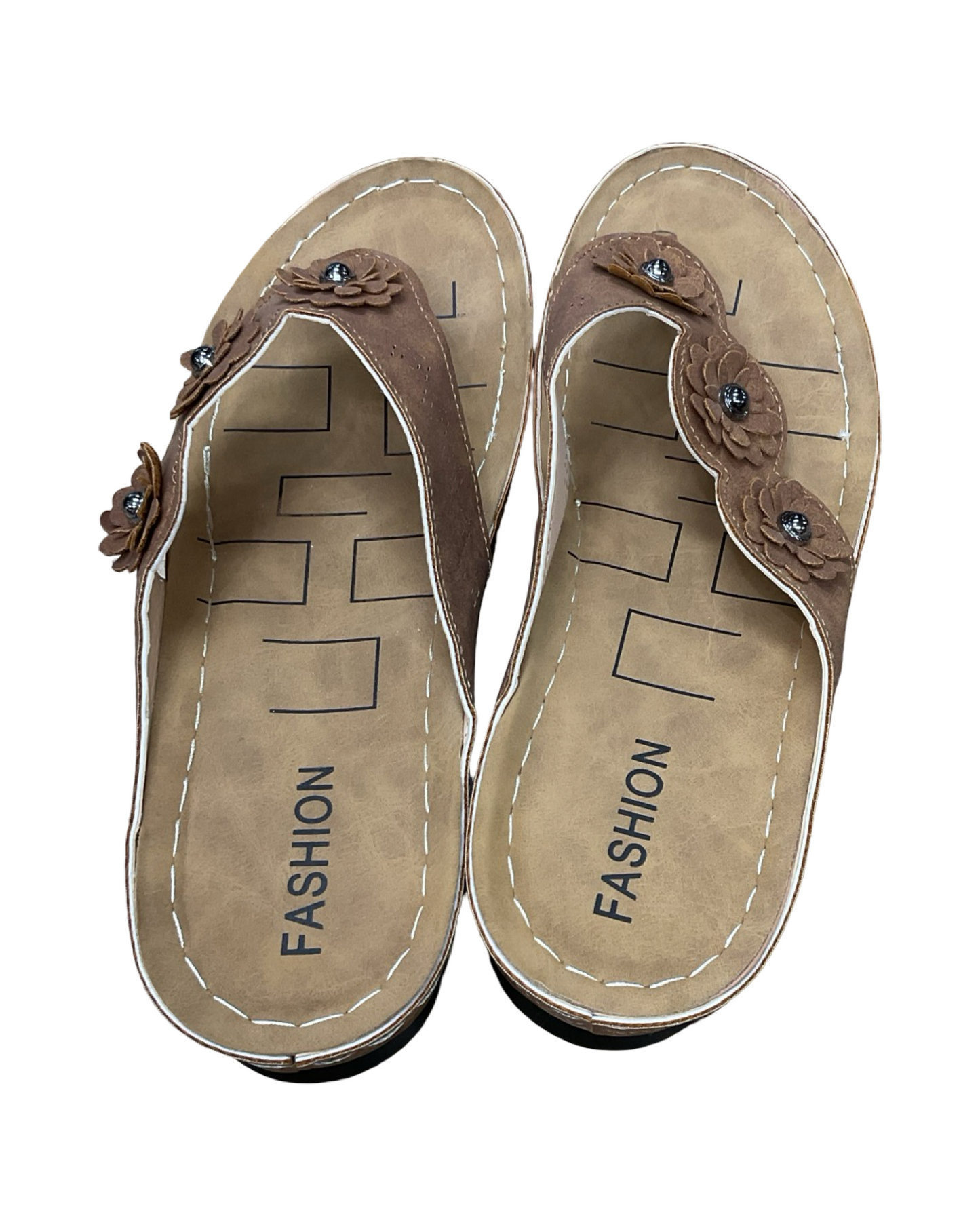 Sandals Flats By Clothes Mentor In Brown, Size:11.5