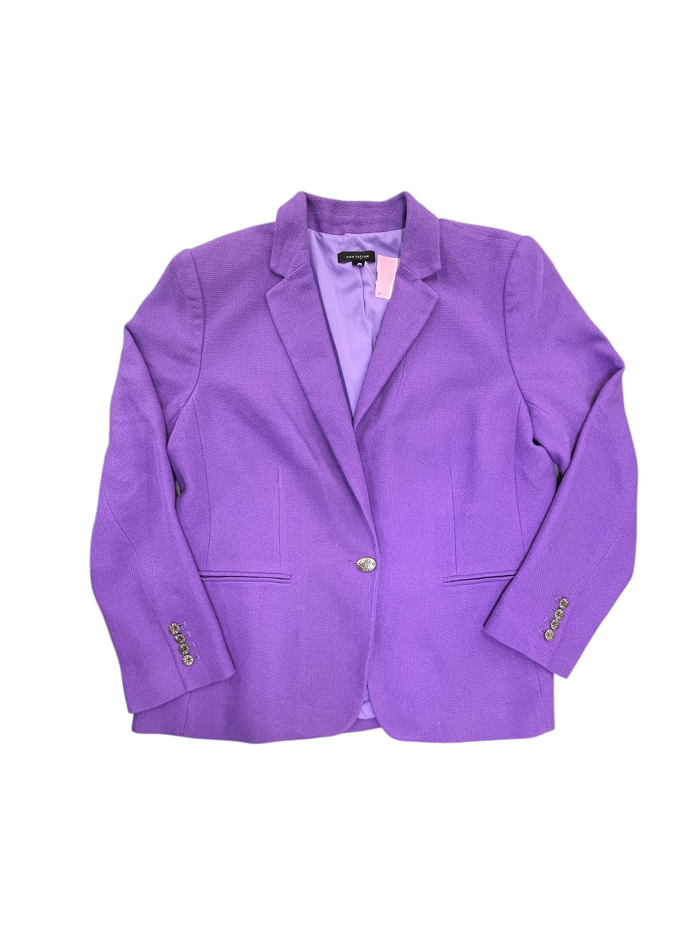 Blazer By Ann Taylor In Purple, Size:Xl