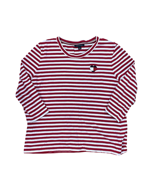 Top 3/4 Sleeve By Tommy Hilfiger In Red & White, Size:L