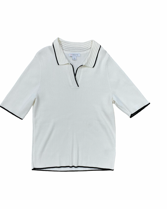 Sweater Ss By Liz Claiborne In White, Size:Xl