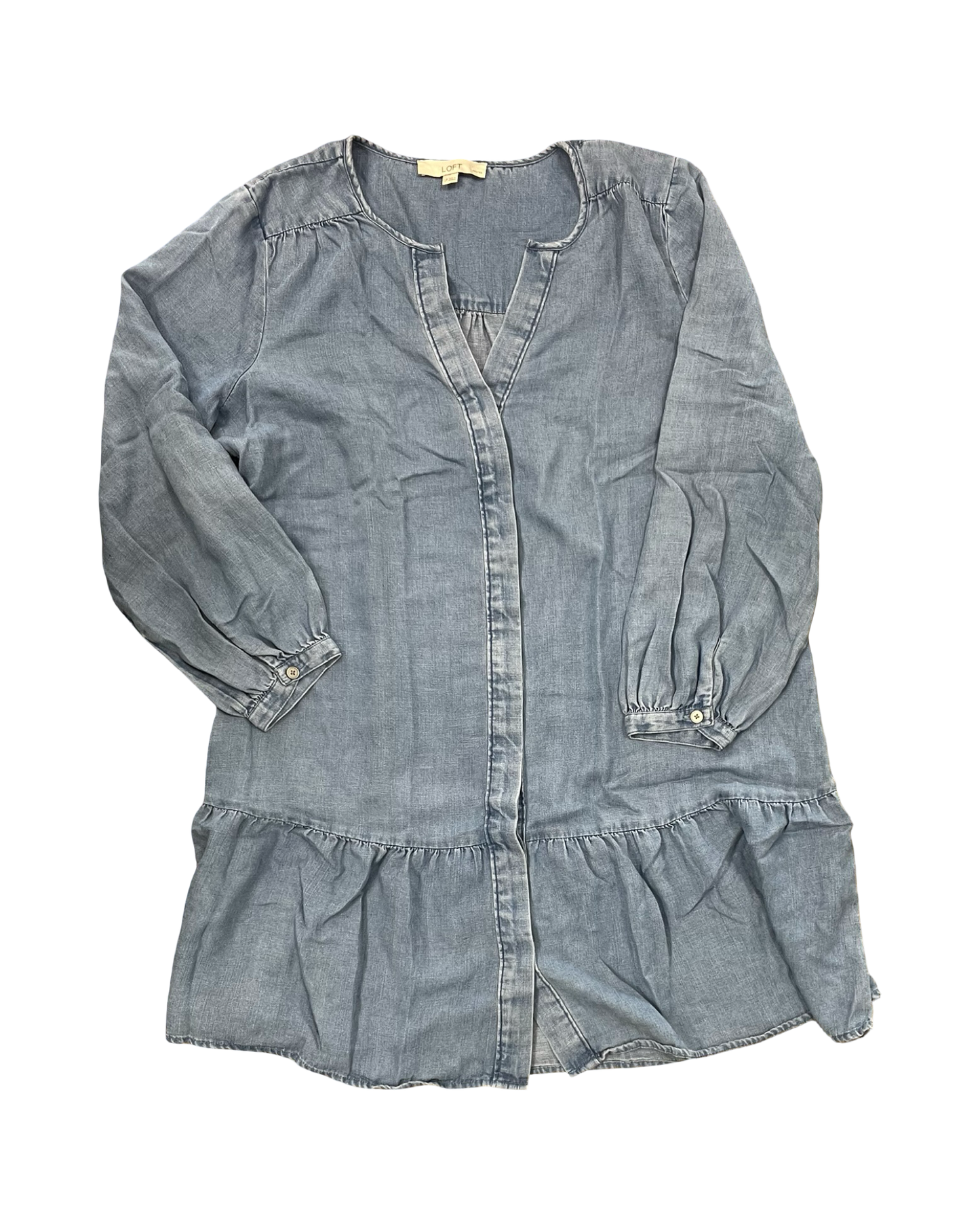 Dress Casual Midi By Loft In Blue Denim, Size:Lp