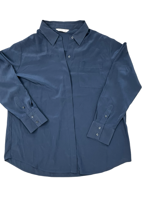 Blouse Ls By Nine West In Navy, Size:Xl