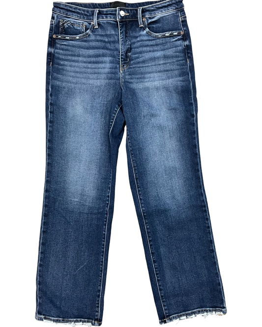 Jeans Wide Leg By Buckle Black In Blue Denim, Size:14