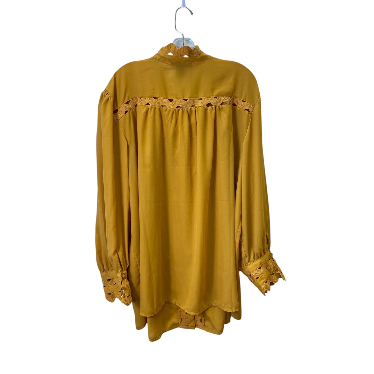 Top 3/4 Sleeve Basic By Ashley Stewart In Yellow, Size:4X