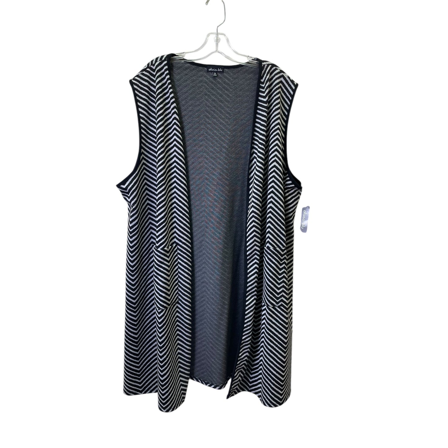 Vest Sweater By Olivia Blu In Black, Size:3X