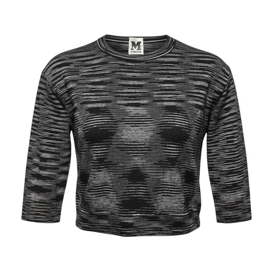 Sweater Cropped Luxury Designer By Missoni In Black & Cream, Size: M