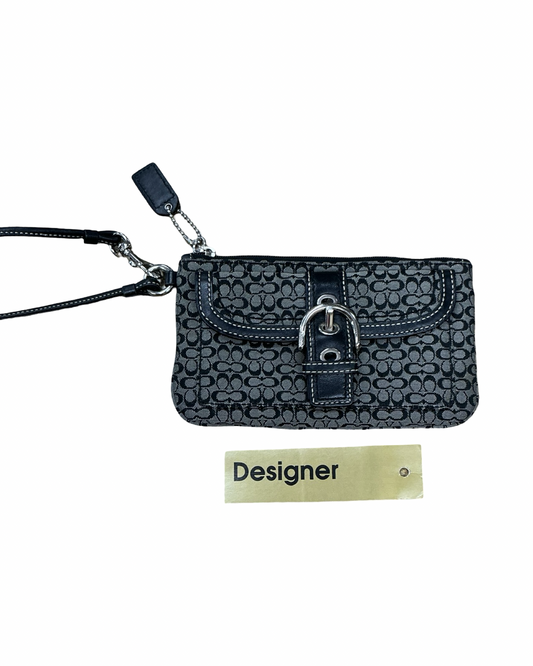 Wristlet Designer By Coach In Black & Grey, Size:Small
