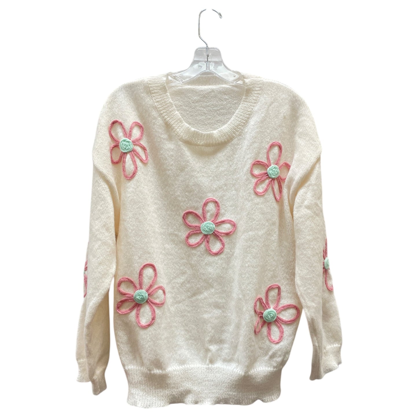 Sweater By Shein In Cream & Pink, Size:1X