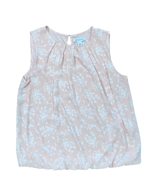 Top Sleeveless By Liz Claiborne In Pink & White, Size:M