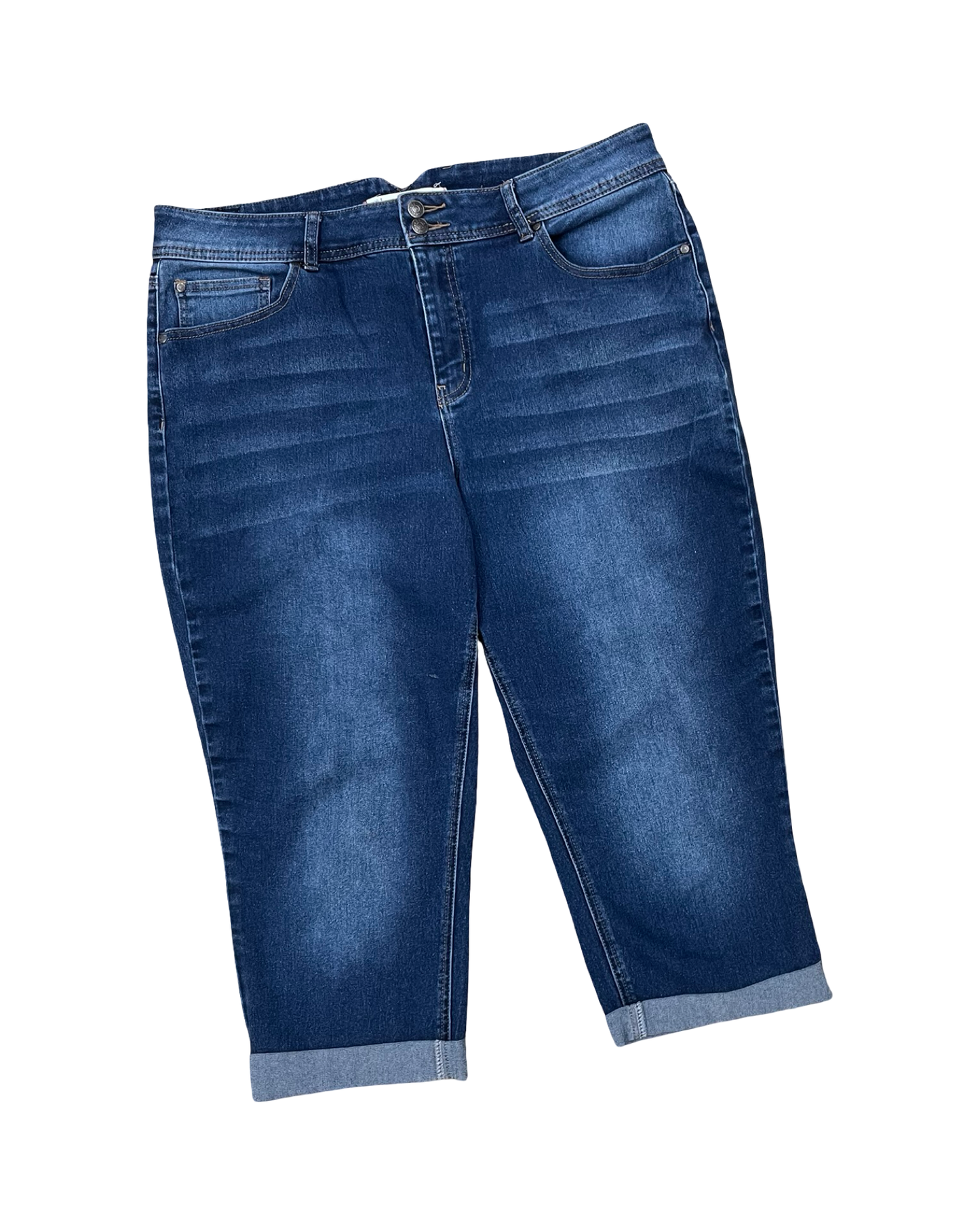 Jeans Cropped By Love Indigo In Blue Denim, Size:16