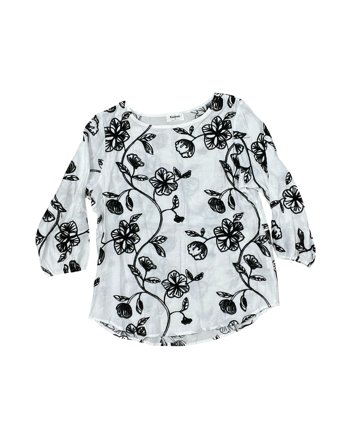 Top 3/4 Sleeve By Kindred In White, Size:M