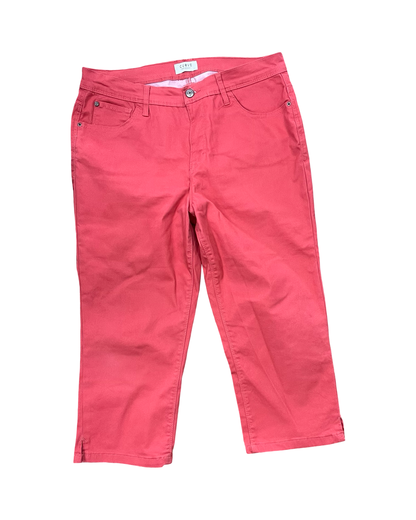Pants Cropped By Curve Appeal In Pink, Size:12