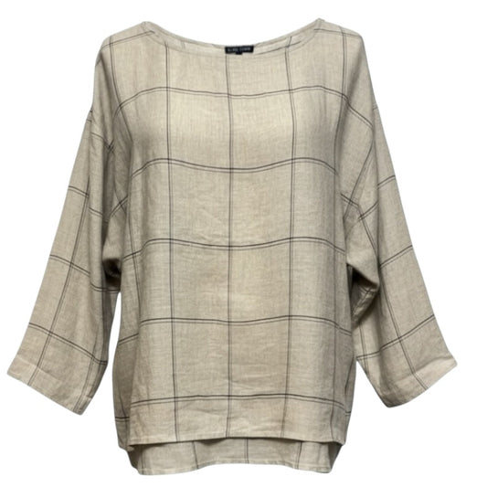 Linen Top 3/4 Sleeve By Eileen Fisher In Beige, Size: Xl