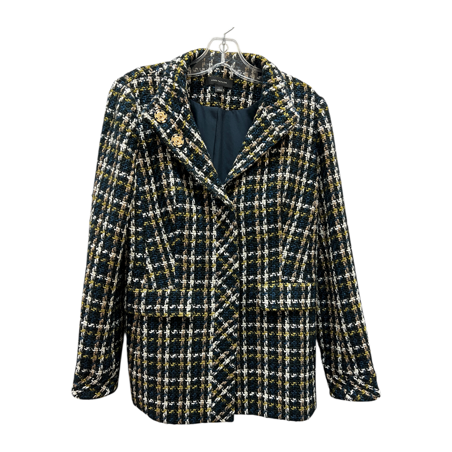 Blazer By Ann Taylor In Blue & Gold, Size:Xs