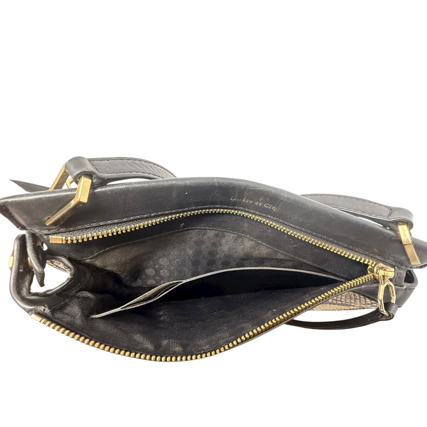 Rounded Snake Embossed Leather Crossbody Bag By Louise Et Cie, Size: Medium