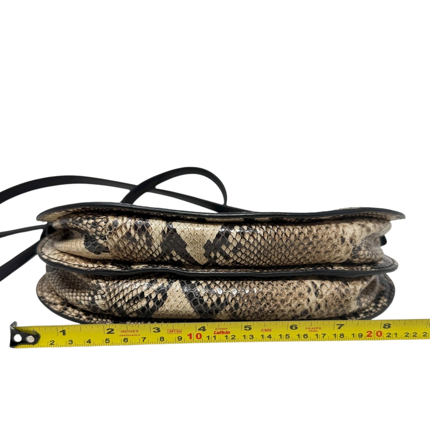 Rounded Snake Embossed Leather Crossbody Bag By Louise Et Cie, Size: Medium