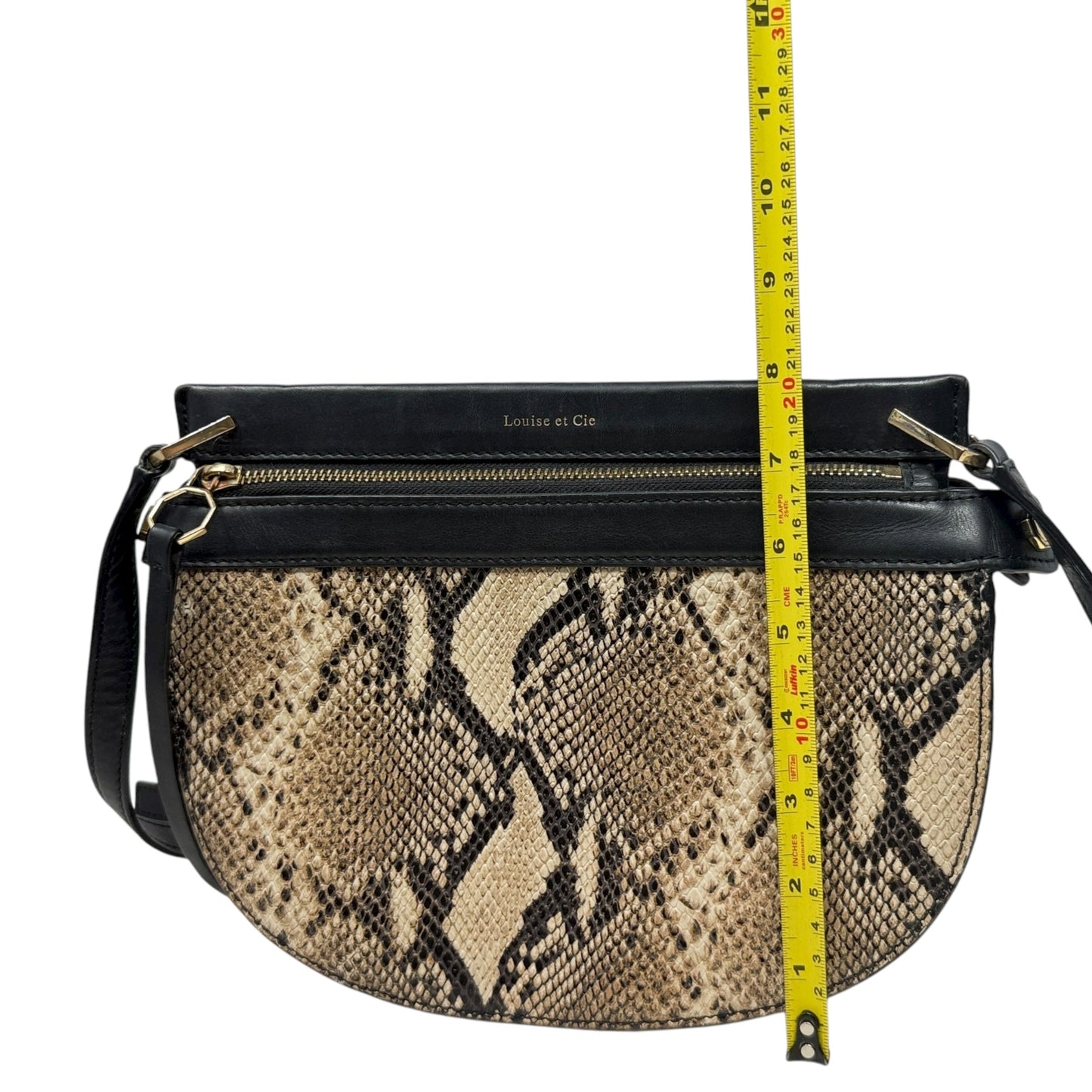 Rounded Snake Embossed Leather Crossbody Bag By Louise Et Cie, Size: Medium