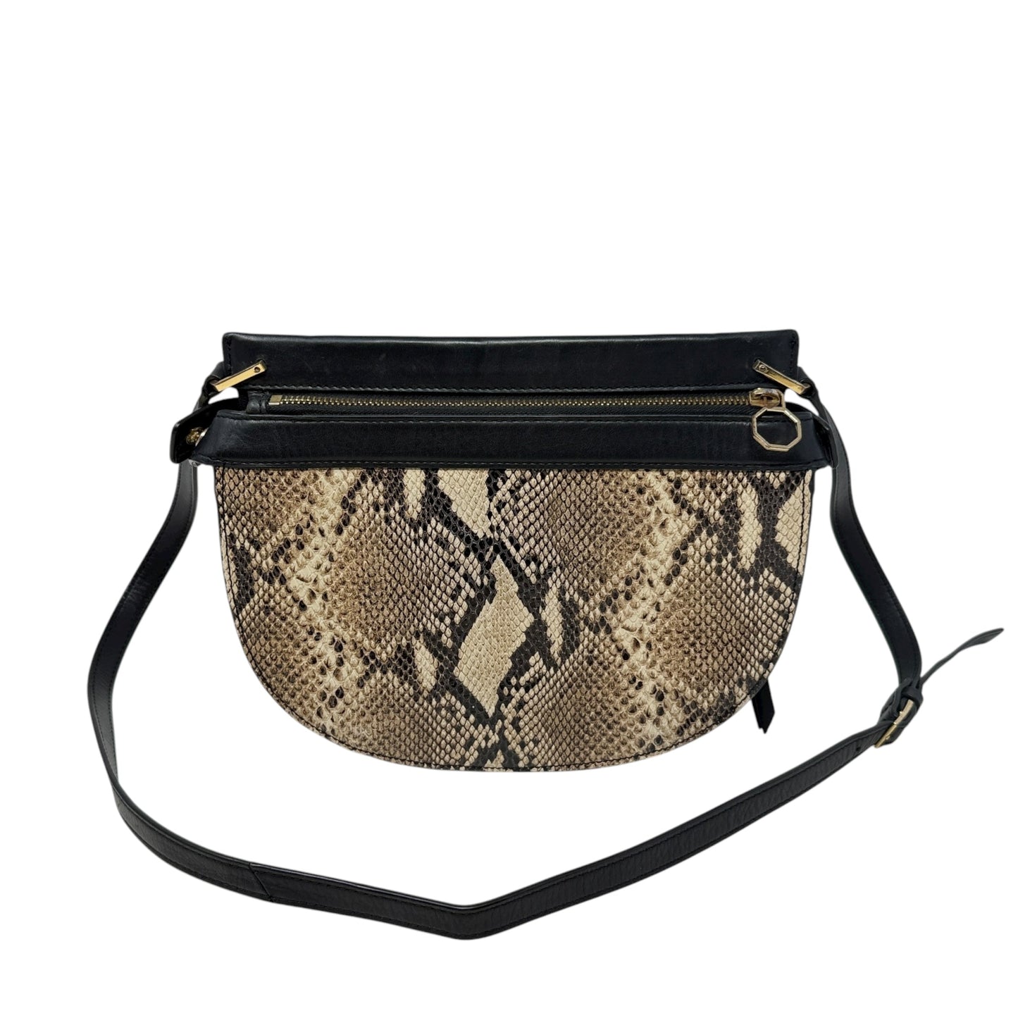 Rounded Snake Embossed Leather Crossbody Bag By Louise Et Cie, Size: Medium
