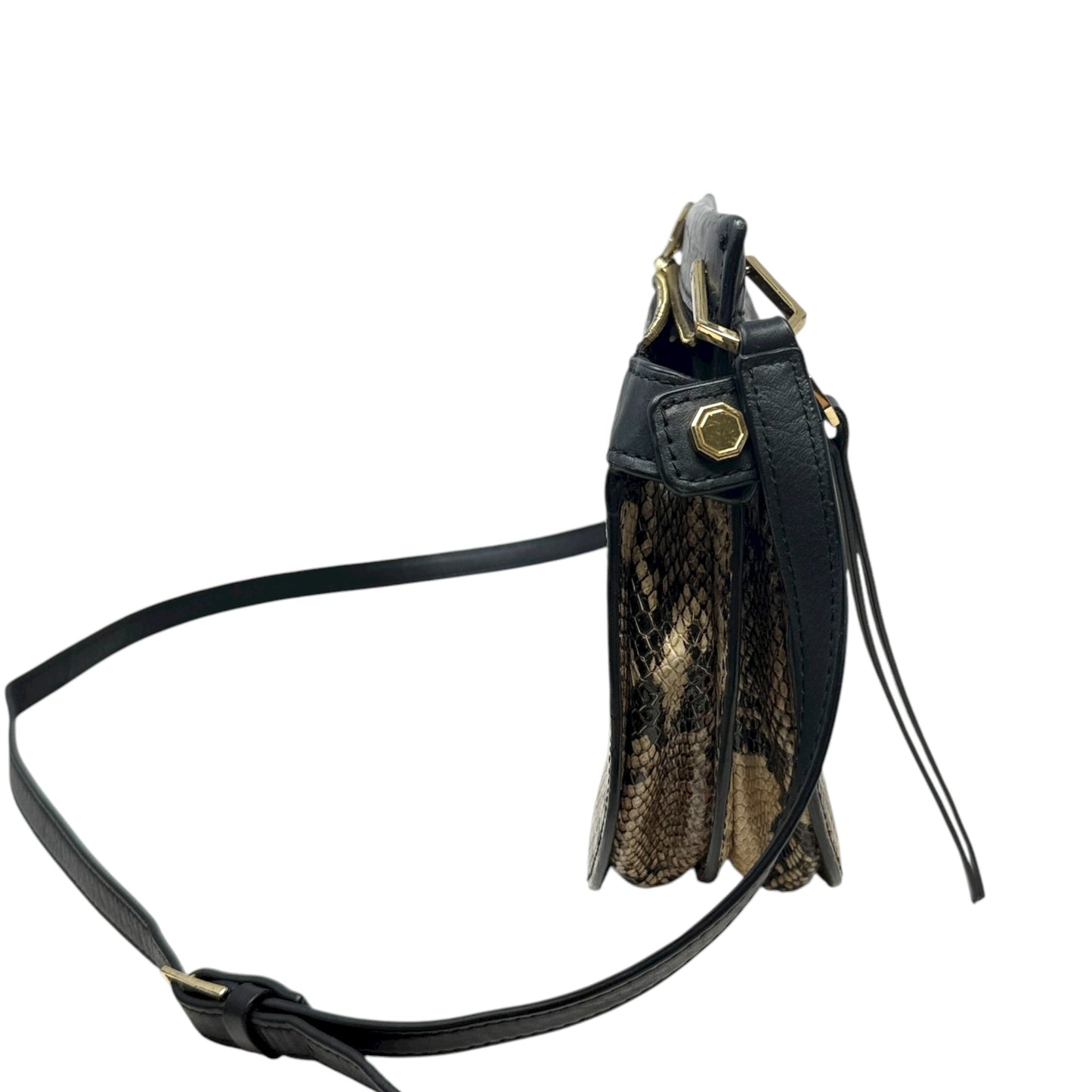 Rounded Snake Embossed Leather Crossbody Bag By Louise Et Cie, Size: Medium