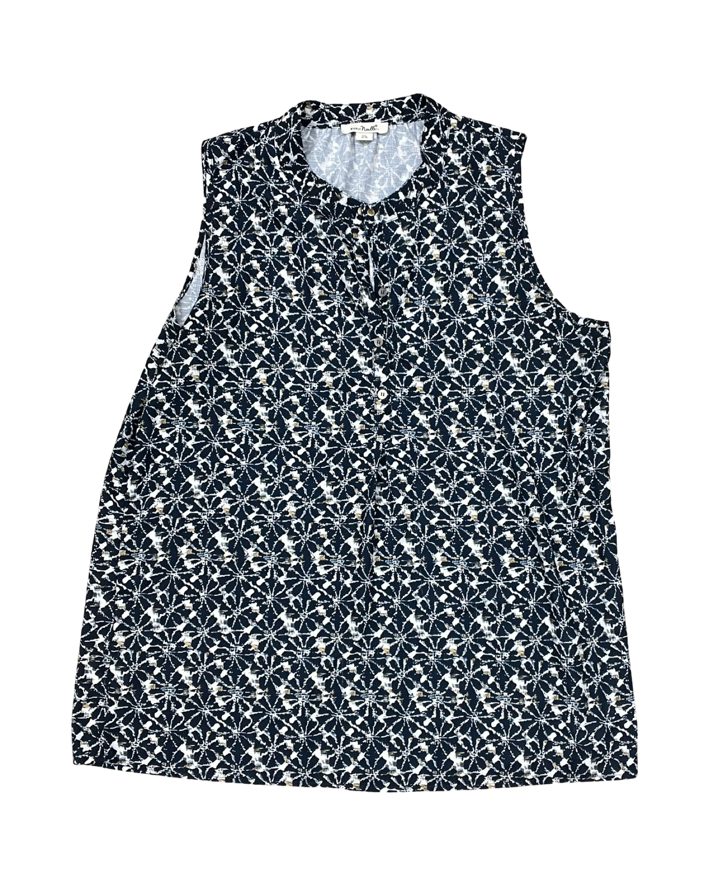 Top Sleeveless By Simply Noelle In Blue & White, Size:1X