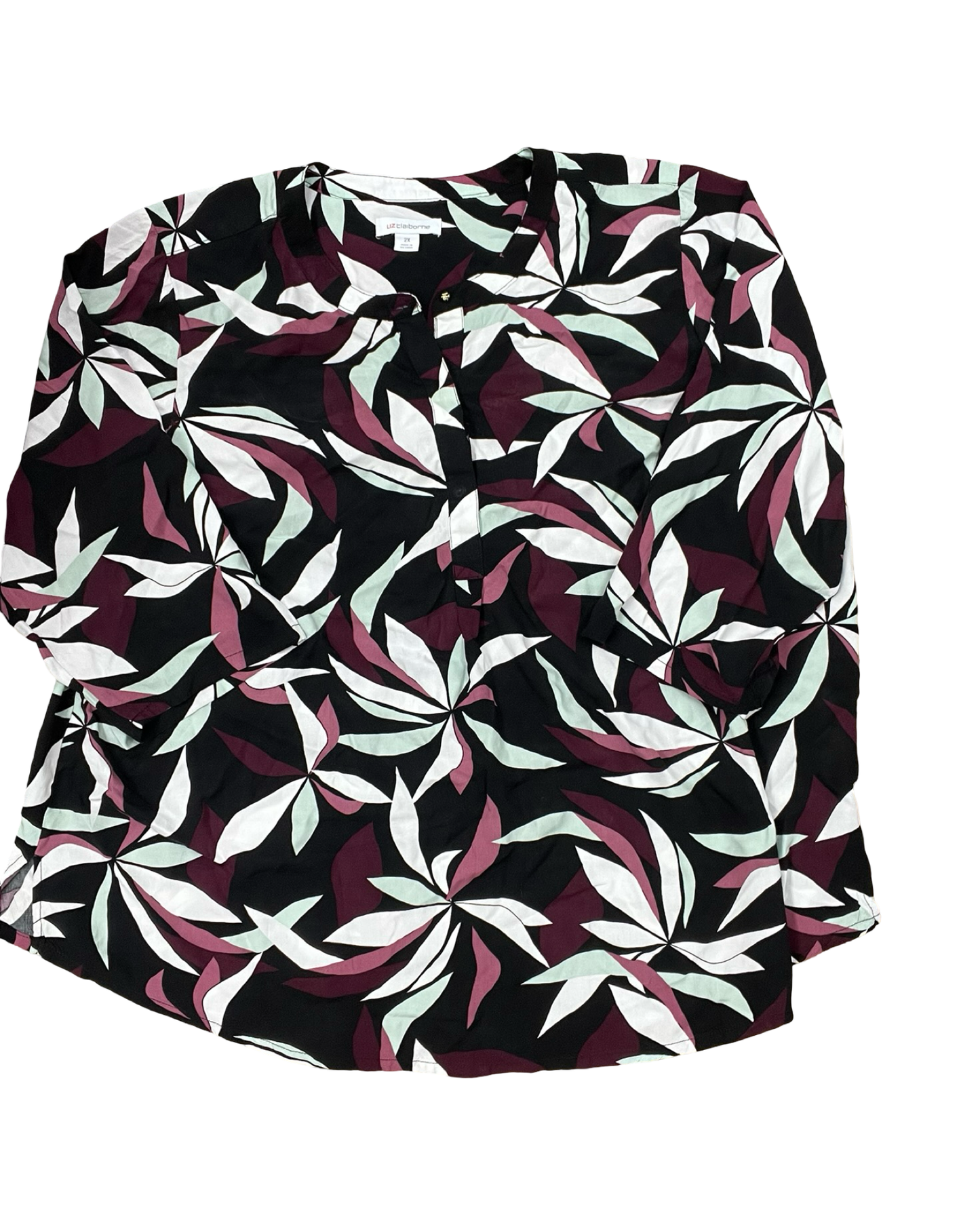 Top Ls By Liz Claiborne In Black & White, Size:2X