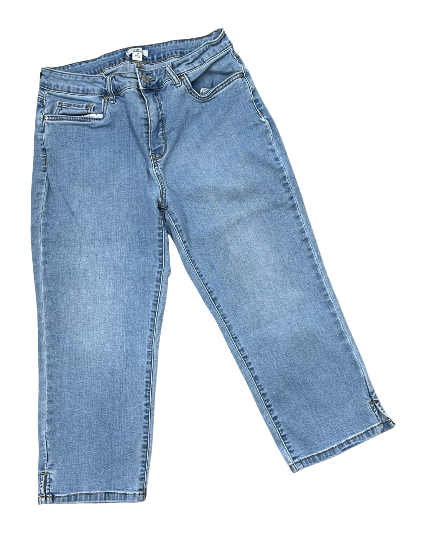 Jeans Cropped By Croft And Barrow In Blue Denim, Size:12