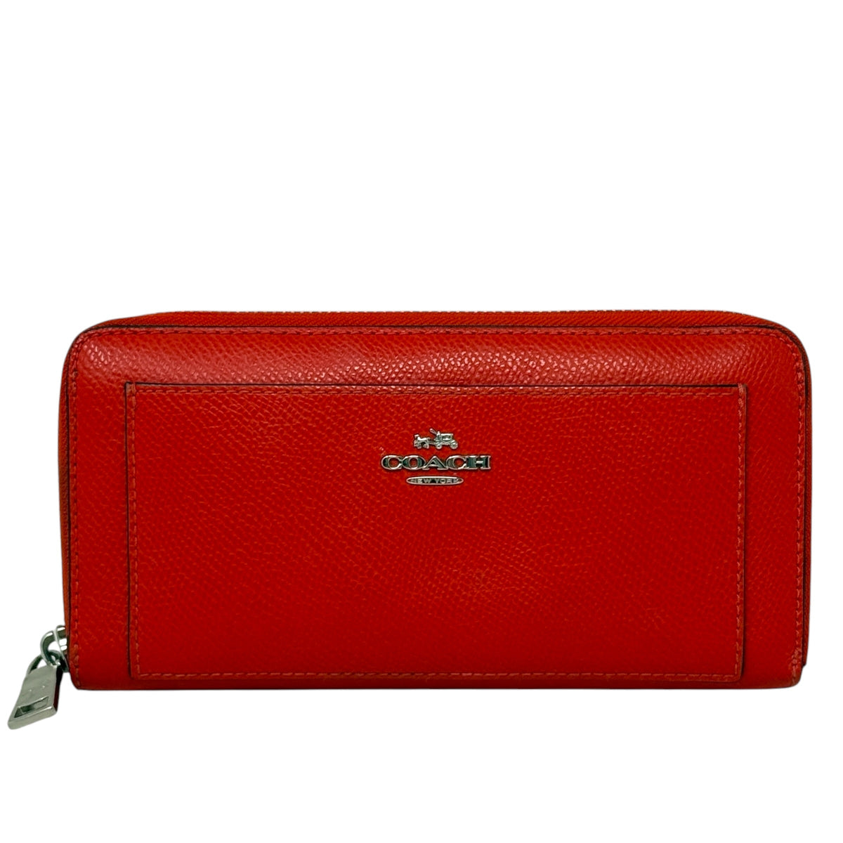 Crossgrain Leather Accordion Zip Wallet Designer By Coach, Size: Large