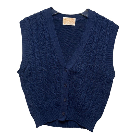 Virgin Wool Vest Sweater By Pendleton In Blue, Size: S