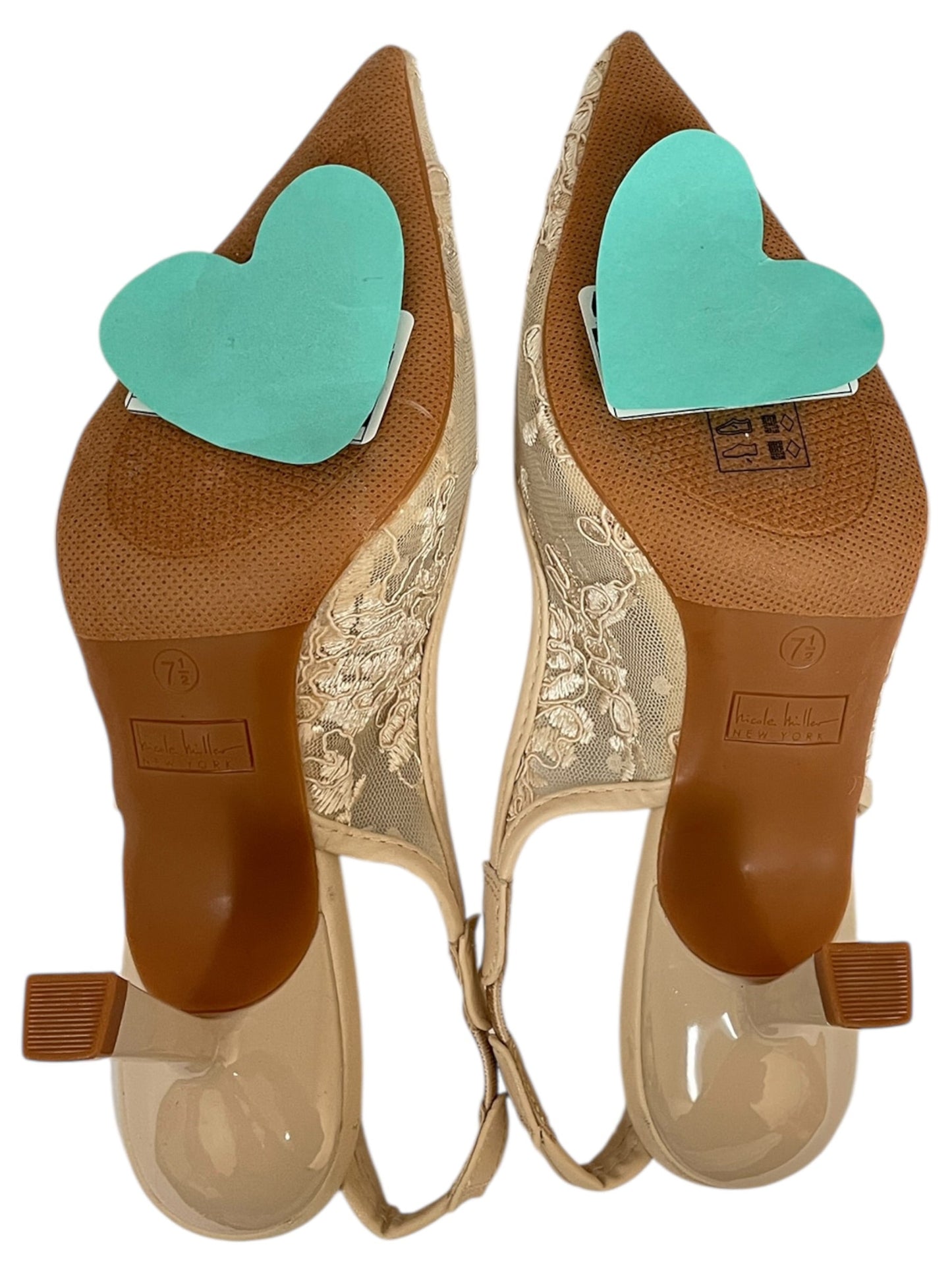 Shoes Heels Block By Nicole Miller In Cream, Size:7.5