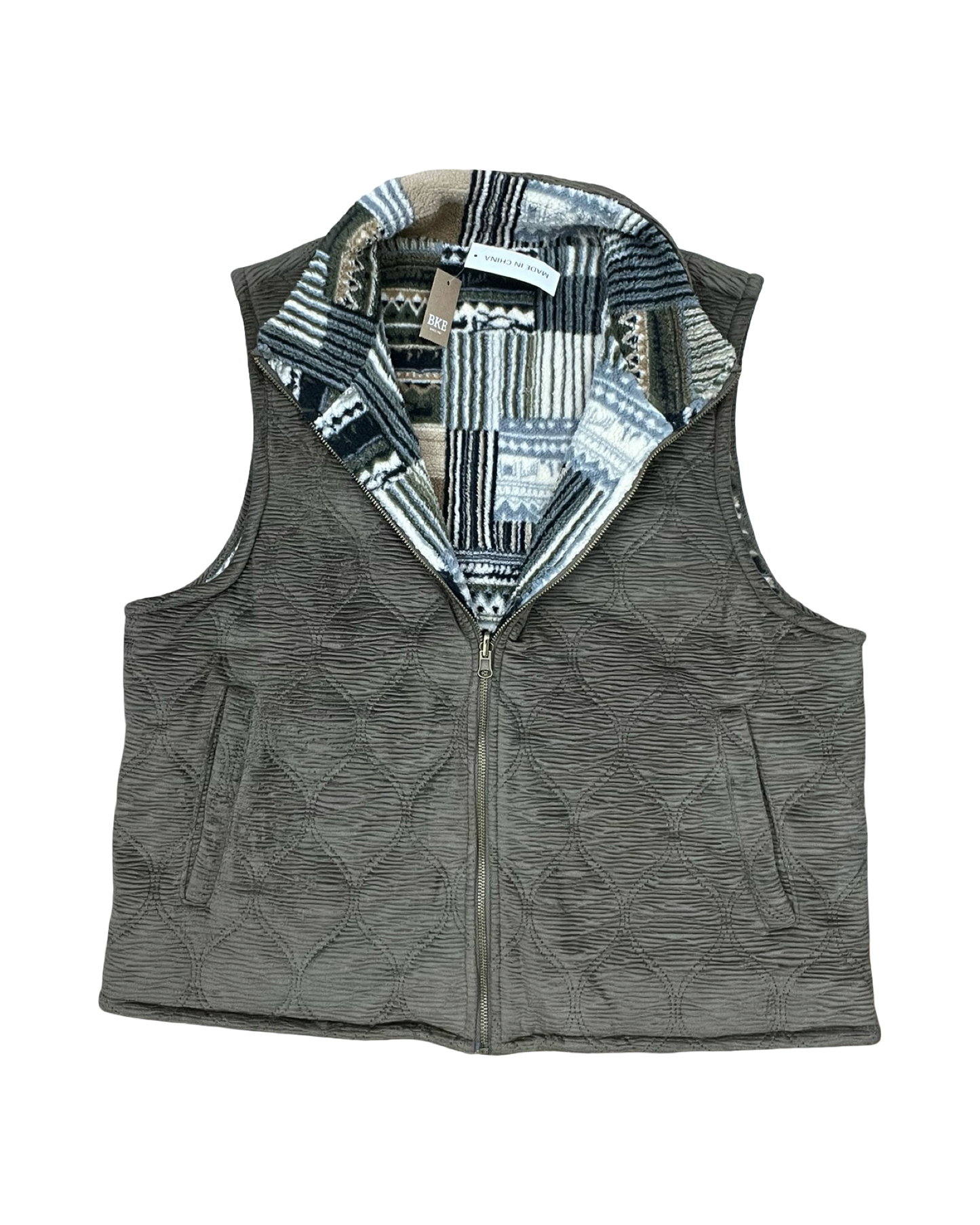 Vest Puffer & Quilted By Bke In Green, Size:Xl
