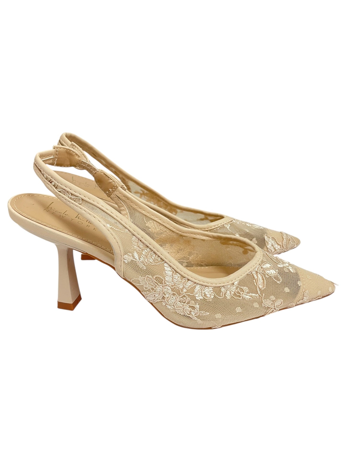 Shoes Heels Block By Nicole Miller In Cream, Size:7.5