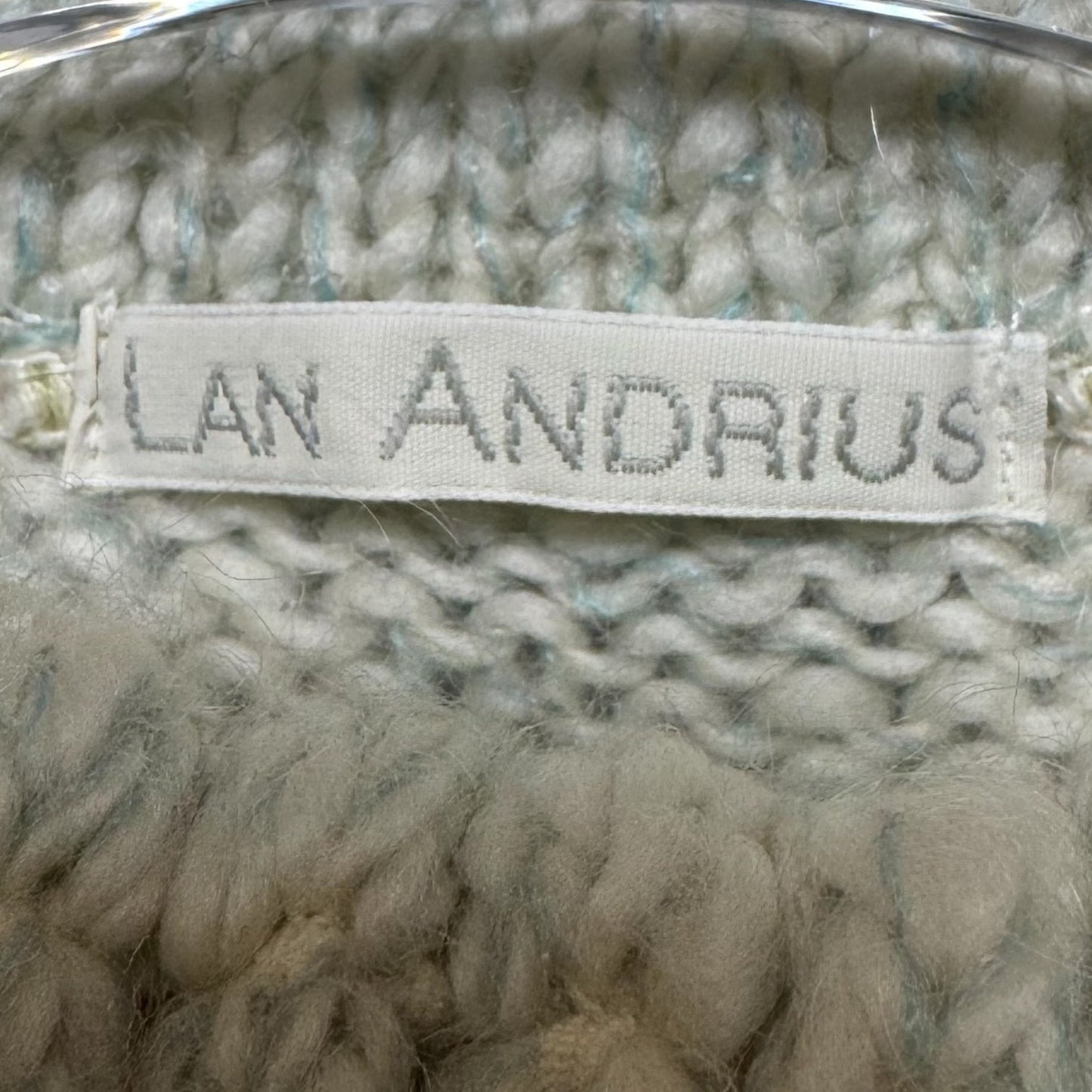 Wool Blend Sweater By Lan Andrius In Cream & Green, Size: M