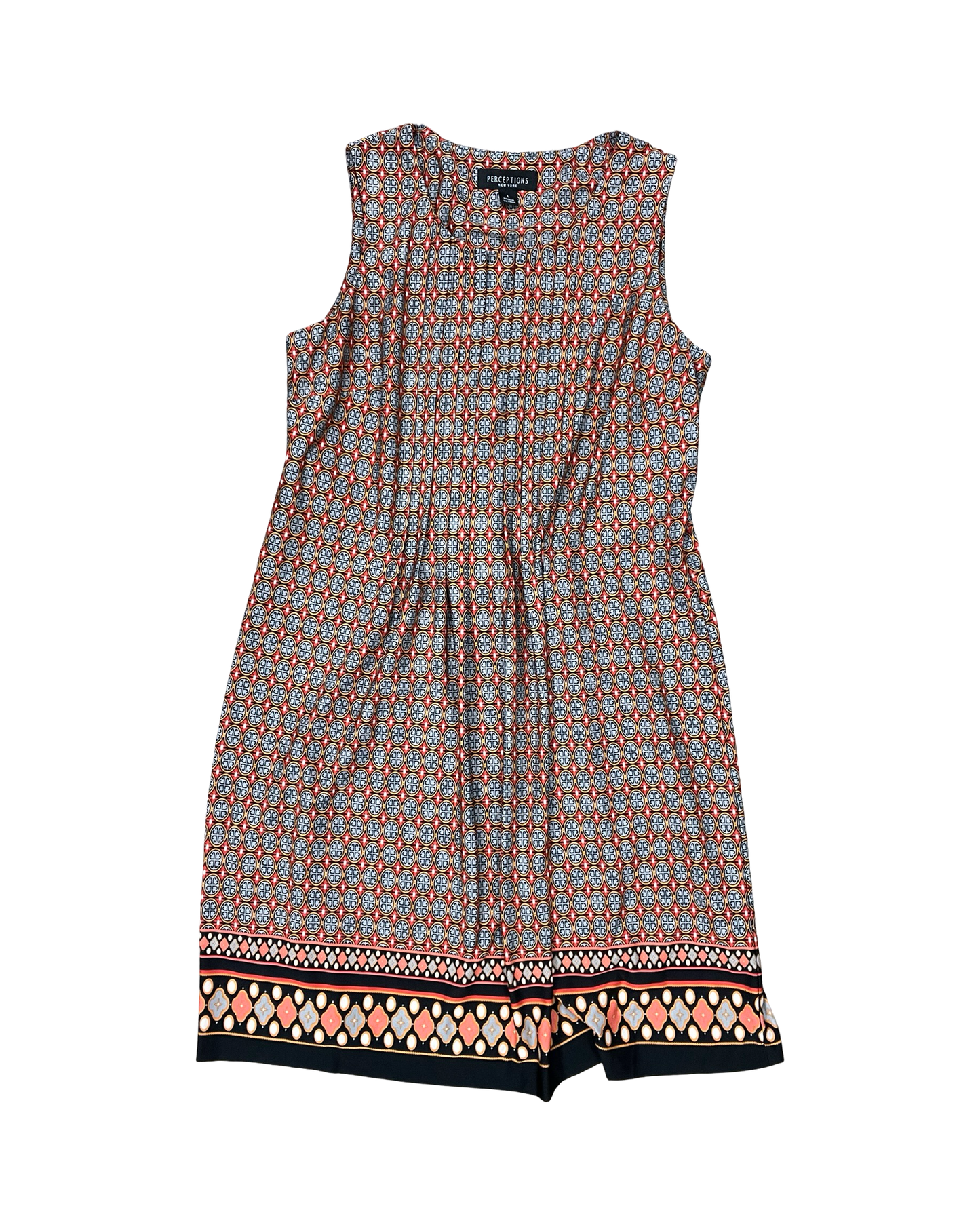 Dress Casual Midi By Perceptions In Green & Orange, Size:L