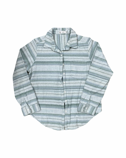 Blouse Ls By Carve Designs In Blue & Green, Size:L