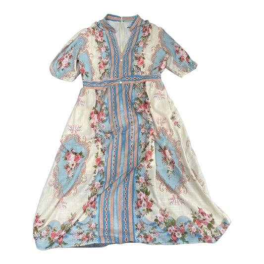 Dress Casual Midi By Cmc In Blue & Pink, Size: 16