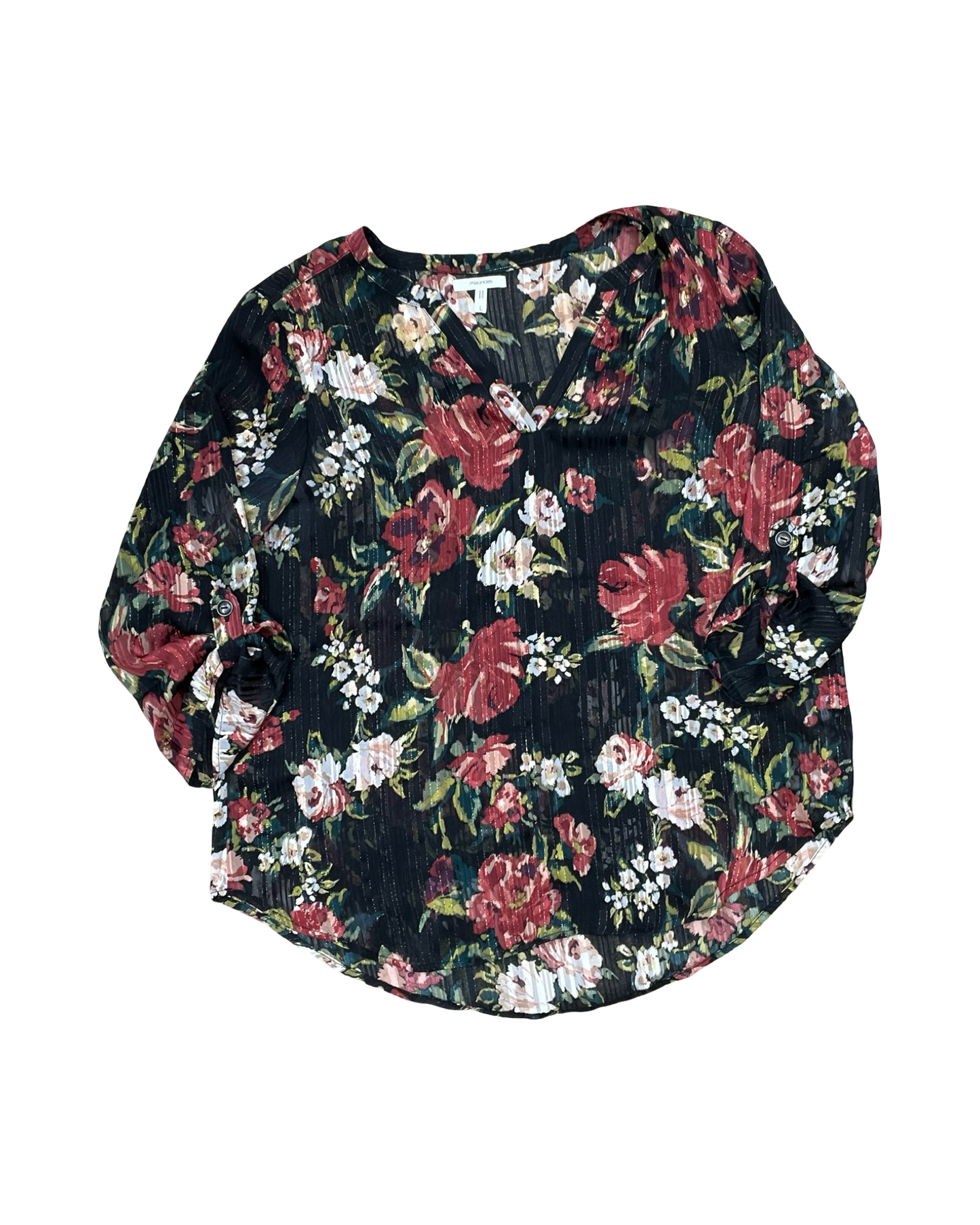 Top 3/4 Sleeve By Maurices In Black & Red, Size:L