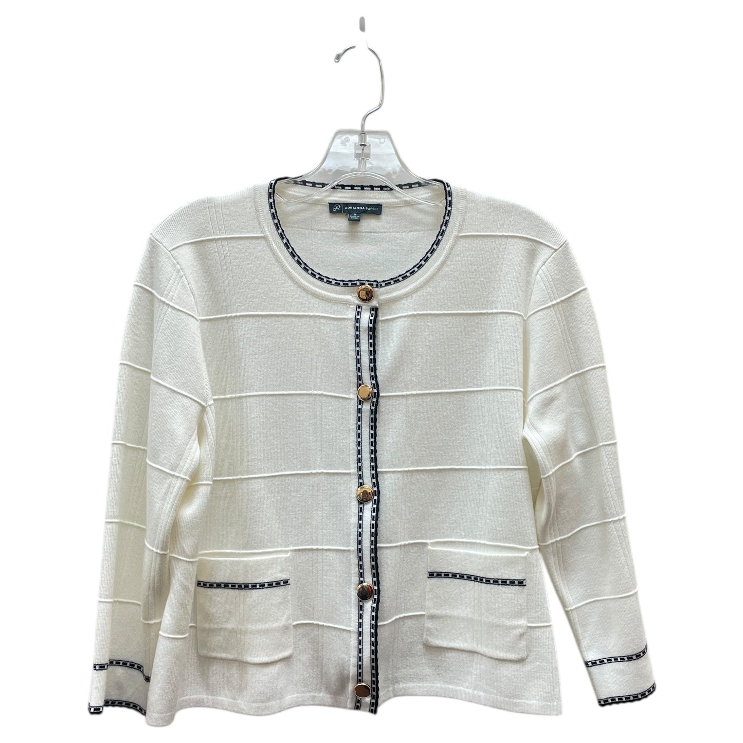 Cardigan By Adrianna Papell In White, Size:M