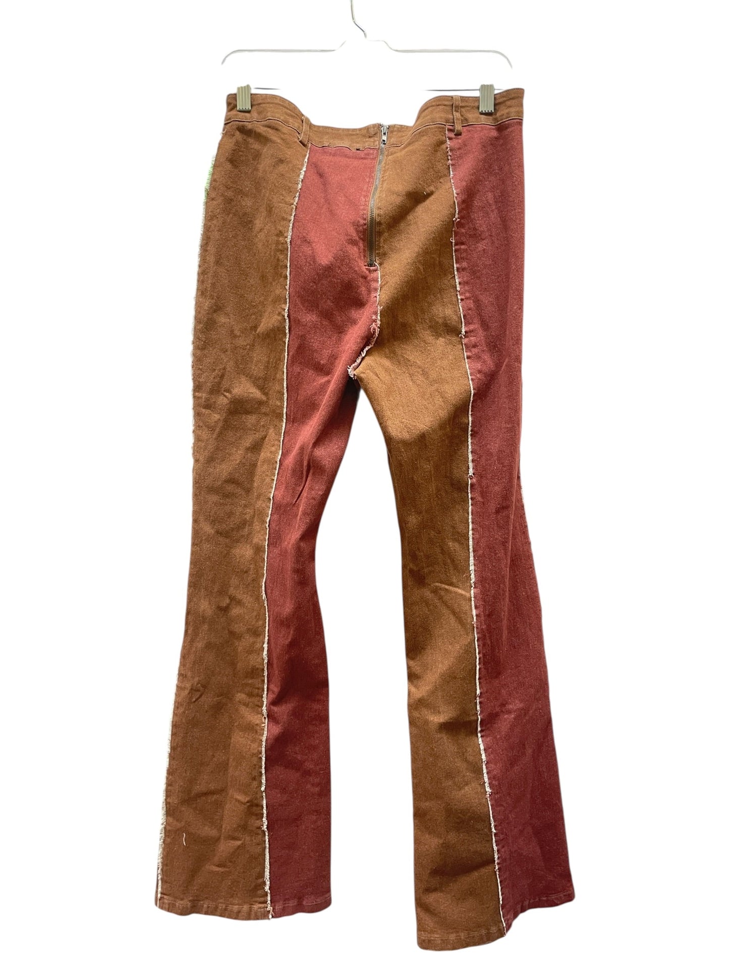 Jeans Flared By Fashion Nova In Brown & Red, Size:Xl