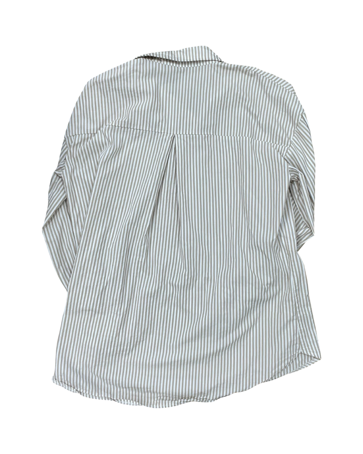 Blouse Ls By Clothes Mentor In Tan & White, Size:L