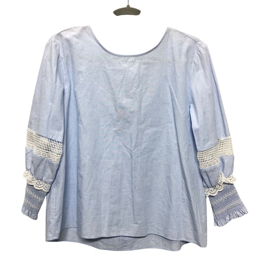 Top 3/4 Sleeve By Zara Basic In Blue, Size:M