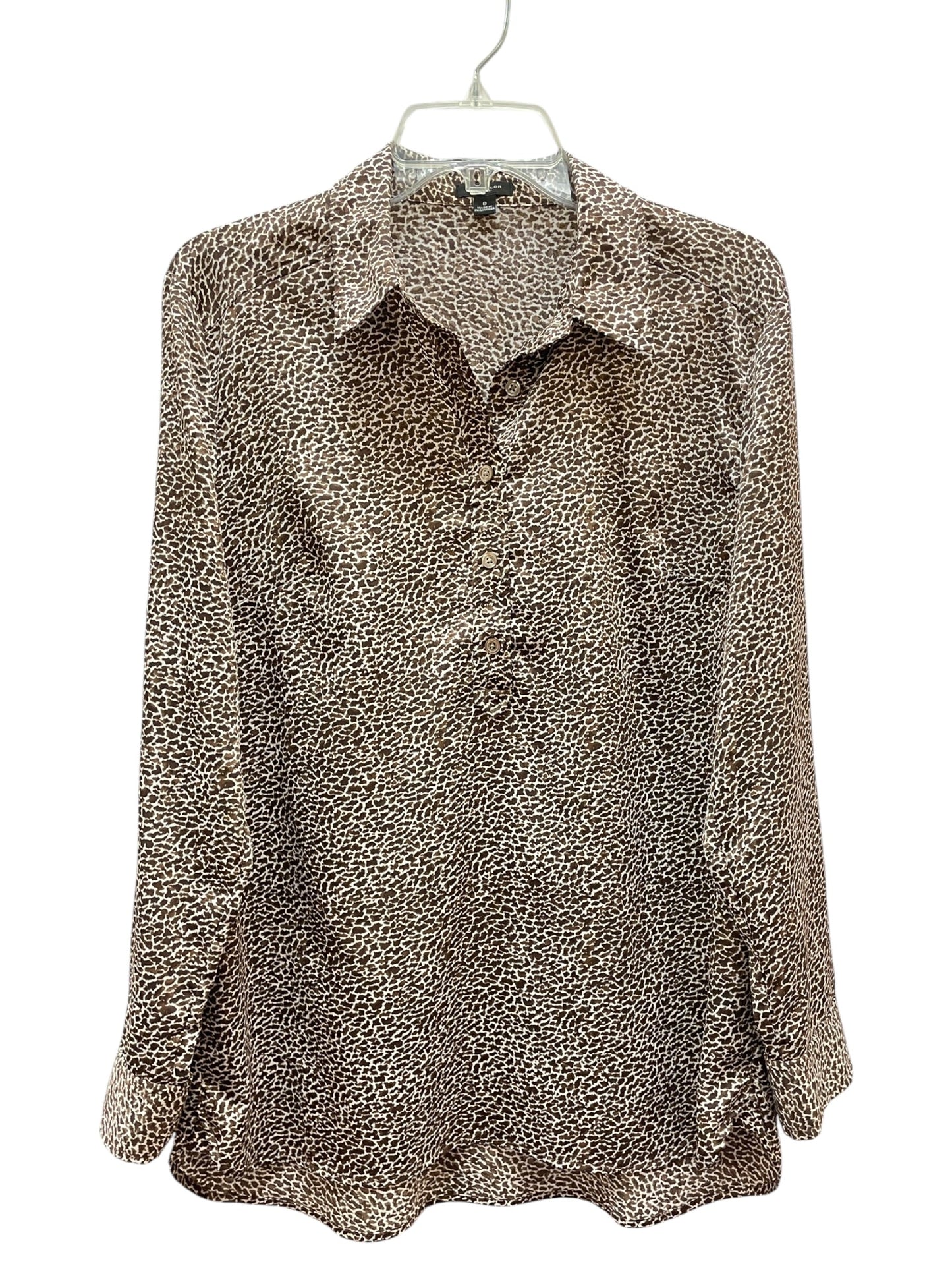 Blouse Ls By Ann Taylor In Animal Print, Size:8