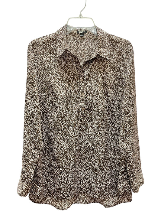 Blouse Ls By Ann Taylor In Animal Print, Size:8