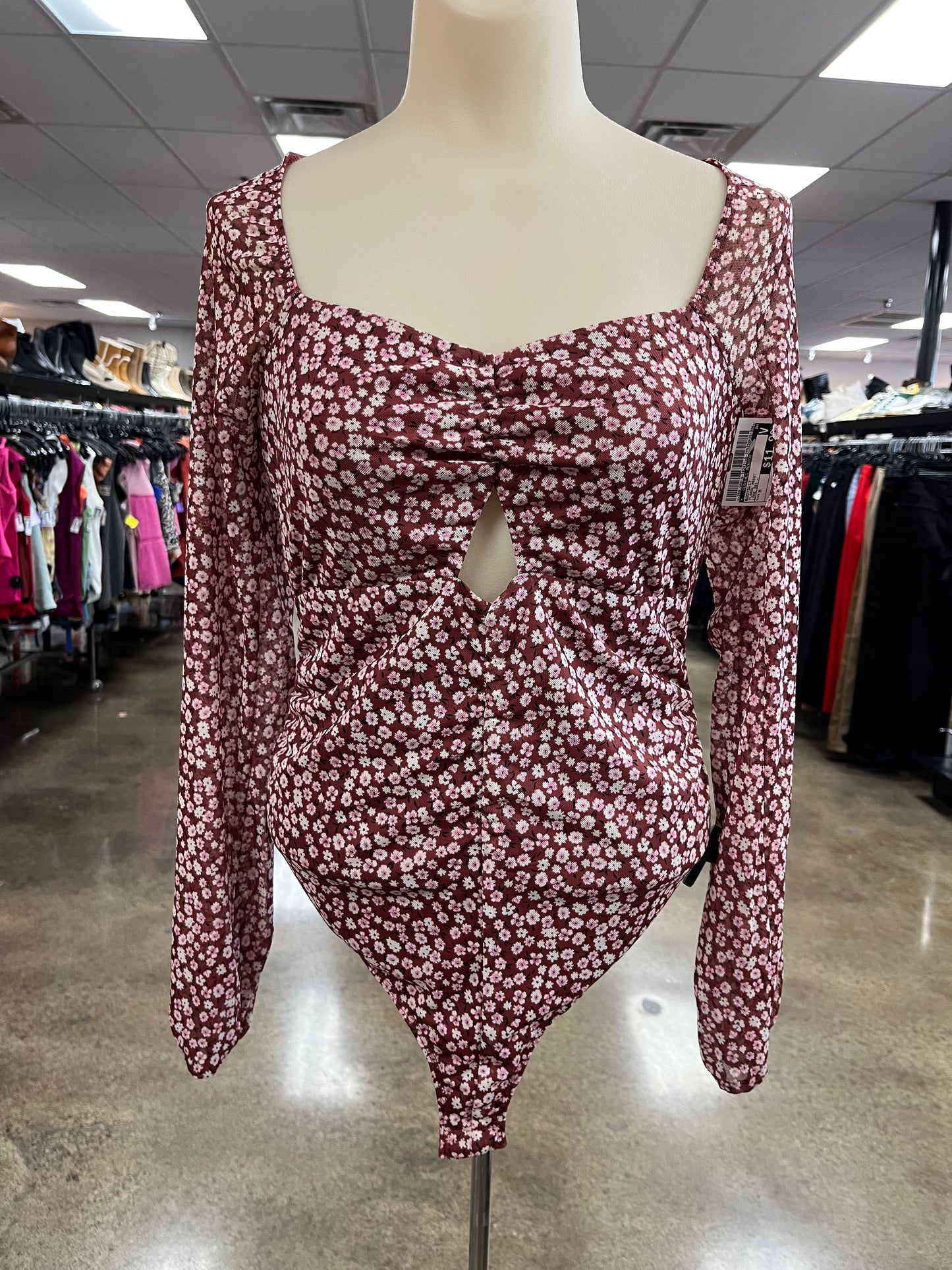 Bodysuit By Clothes Mentor In Floral Print, Size:M