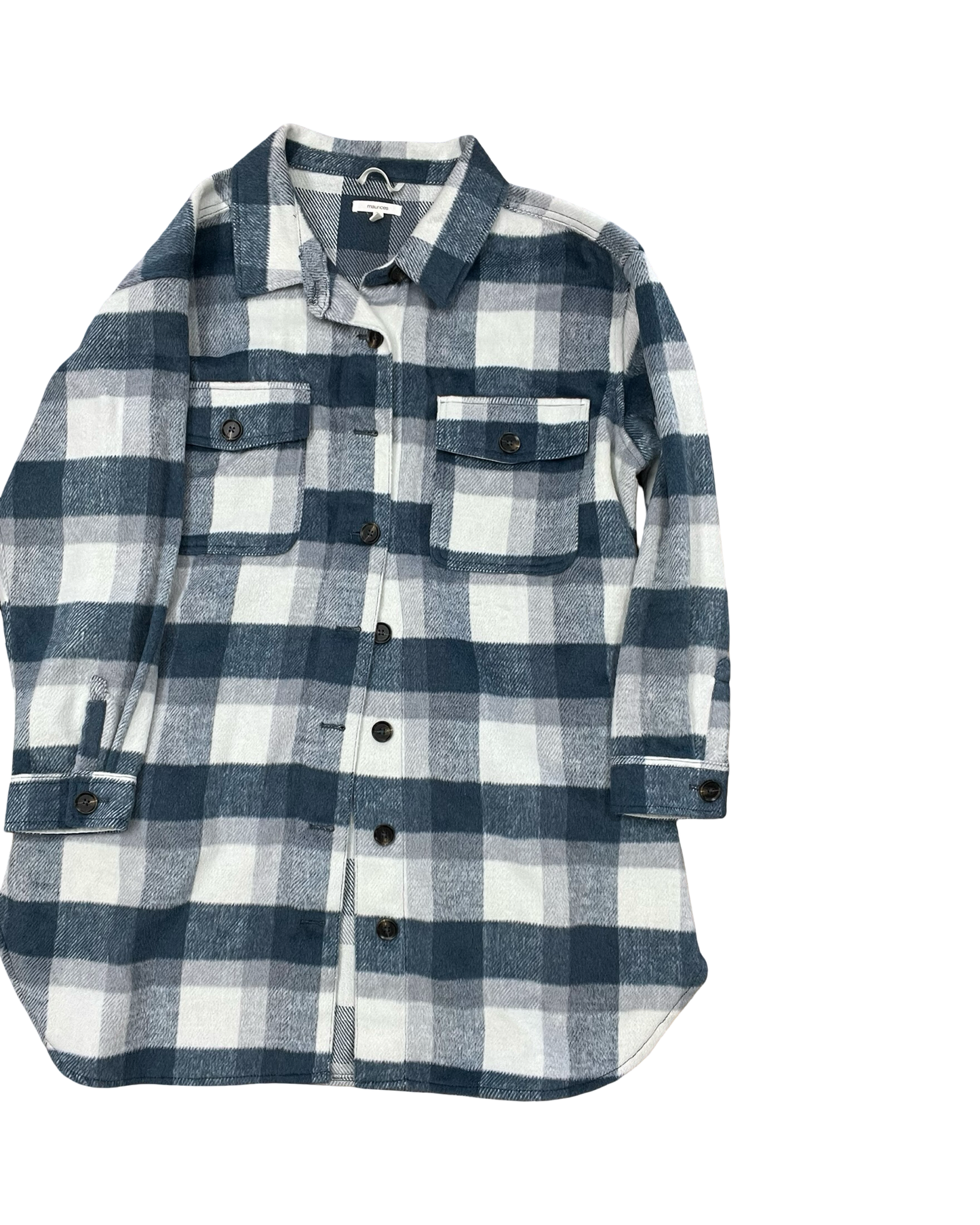 Jacket Shirt By Maurices In Blue & White, Size:1X